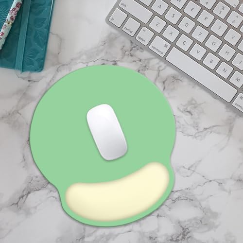 Ergonomic Mouse Pad, Mouse Pad with Wrist Support, Comfortable Gaming Mouse Pads with Non-Slip PU Base for Computer, Laptop, Office & Home(Green- Beige)