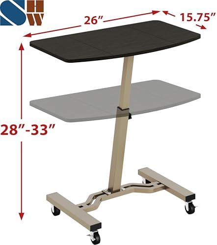 Le Crozz Mobile Height Adjustable Laptop Rolling Cart, Espresso