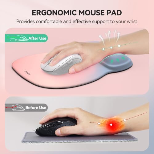 TECKNET Gel Ergonomic Mouse Pad with Wrist Rest, Non-Slip PU Base, Rainbow