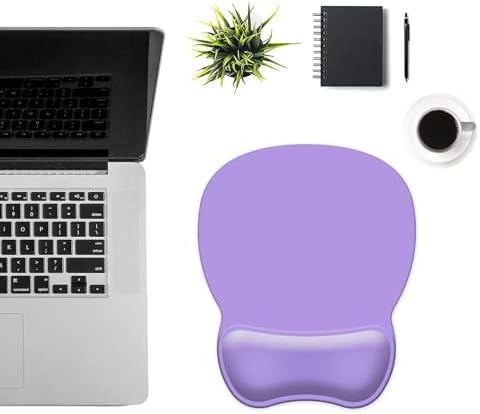 Mouse Pad with Support, Ergonomic Mouse Pad with Gel Wrist Rest Support Middle Concave Design, Comfortable Mousepad with Non-Slip PU Base for Home Office Working Studying (07 Light Purple)