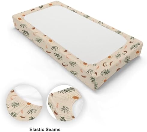 Summer Palm Trees Coconut Sun Pattern Baby Changing Pad Cover, Unisex Summer Theme Nursery Diaper Changing Table Pad Mat Sheet for Boys Girls-16x32
