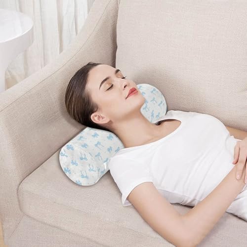 Cartoon Cute Blue Bow decorative Yoga Neck Roll Pillow Roller Pillow For Back Massage Table Cushion Pad Foam Memory Foam Back Support cojines para sala