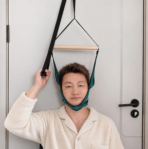 Cervical Neck Traction Device Over Door for Home Use, Portable Neck Stretcher Hammock with Reminder Tag, Physical Therapy AIDS for Neck Pain Relief & Decompression