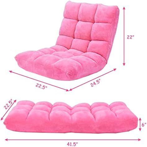 GIANTEX Floor Chairs for Adults, Floor Gaming Chair w/Back Support (Pink)