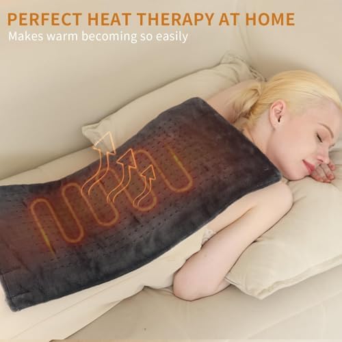 SAROO Massaging Weighted Heating Pad for Back Pain Relief,20"*24",Dark Grey