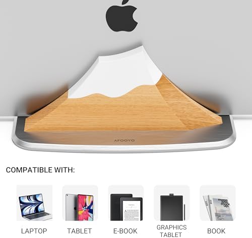 AFOOYO Vertical Laptop Stand - Snow Peak-Shaped Wooden Holder Dock Compatible with MacBook, Surface, Chromebook, Dell & More - Space-Saving Design for All Laptops