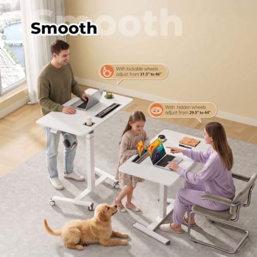40"×24" Mobile Standing Desk with Drawer, Cup Holder & Hooks