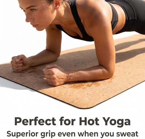 Cork Yoga Mat 6mm Extra Thick Cushioning High Density Natural Rubber Exercise Pad 72 x 24 Inch for Home Gym