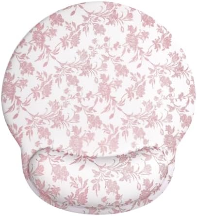 Seorsok Cute Sage Pink Floral Mouse Pad with Gel Wrist Support Mouse Pad,Ergonomic Aesthetic,Comfort Mousepad for Office Work Computer,Pain Relief Mousepad with Non-Slip Silicone Base,Blooming Flower