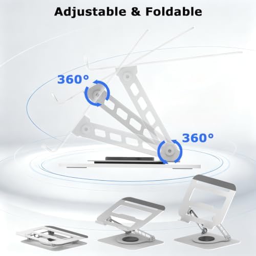 Adjustable Laptop Stand 360°Rotation Computer Riser for Desk, Silver