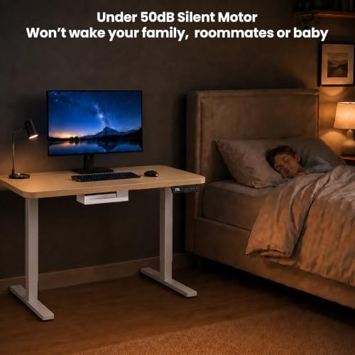 Electric Standing Desk, 40" x 24" Adjustable Height Sit Stand Desk, Small Space Workstation, Compact Computer Desk for Home Office, Stable Steel Frame (Natural)