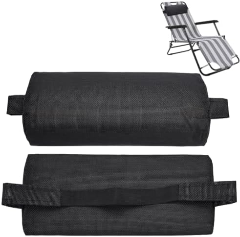 BENECREAT 2Pcs Outdoor Chaise Lounge Head Pillow, Outdoor Patio Pillows with Adjustable Strap for Patio Chair Recliner Head Support, Black