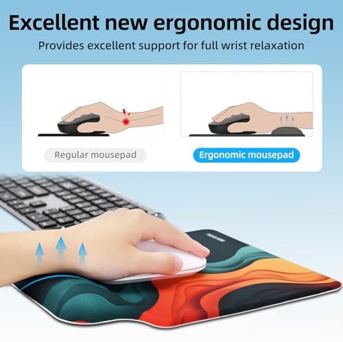 TIDALSOIL Ergonomic Mouse Pad with Memory Foam Wrist Support