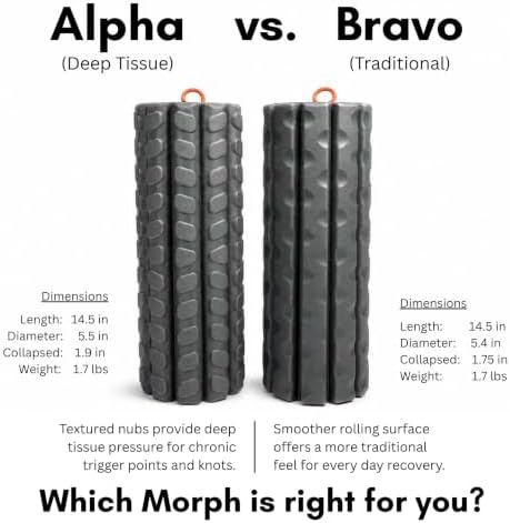 Brazyn Morph Foam Roller: Collapsible Travel Foam Roller for Back Pain Relief, Workout Muscle Recovery, Back Massager, Deep Tissue Leg Massage, Back Cracker (Sunset Orange, Deep Tissue)