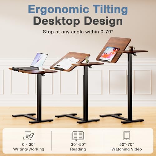 DUMOS Standing Desk with Wheels, Rolling Desk, Laptop Table