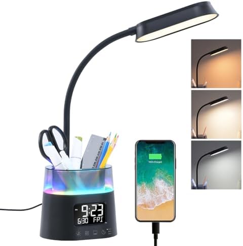 WILIT LED Desk Lamp, Dimmable Study Lamp for Home Office Accessories, Black