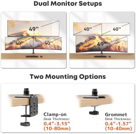 PUTORSEN Stacked Triple Monitor Mount for Screens up to 49 inches