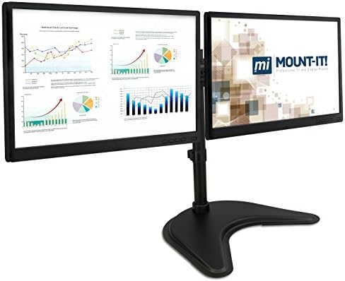 Mount-It! Free Standing Dual Monitor Stand, 19-27" Screens