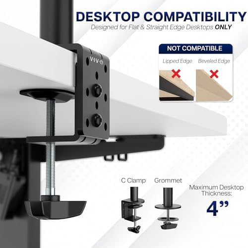 VIVO Extra Tall Single Monitor Desk Mount, 39 inch Pole VESA Stand for 13 to 32 inch Screens and up to 38 inch Ultrawides, Holds 22 lbs, Black, STAND-V011