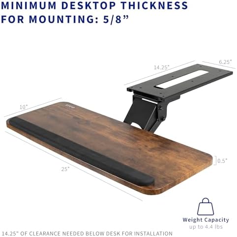 VIVO Vintage Brown Under Desk 25 x 10 inch Keyboard Tray, MOUNT-KB03N