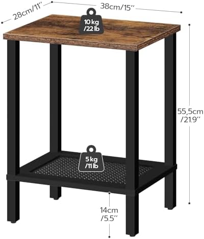 HOOBRO End Tables Set of 2, Small Side Tables with 2-Tier Storage Shelves