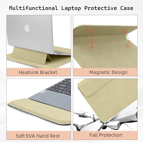 13.3-14 Inch Laptop Sleeve Case with Stand Feature,Matte PU Leather