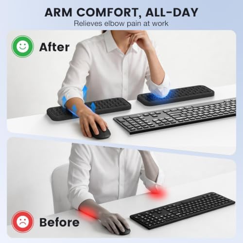 MEKASS L-Shaped Desk Elbow Pad for Desk, Memory Foam Elbow Support Padding with Non-Slip, Ergonomic Desk Edge Cushion, Wrist Comfort Support for Office Home 2 Pcs (Cross-Embossed Black)