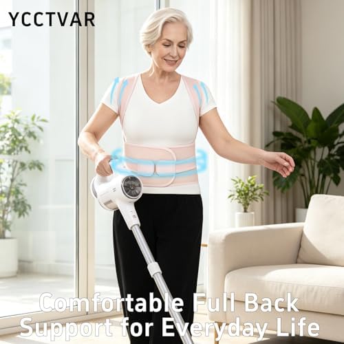 Back Brace Posture Corrector for Seniors Women and Men Upgraded Dynamic Traction Correction System Adjustable Shoulder Support Straightener Helps Reduce Upper Lower Back Pain Suitable for Hump Scoliosis Pink Medium