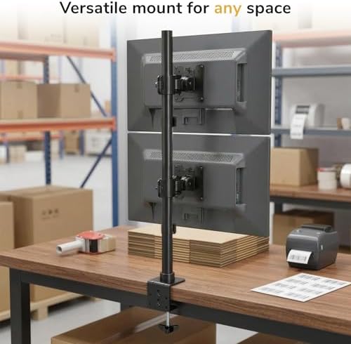 Mount-It! Dual Ultrawide Monitor Mount, Vertical Stacking Heavy Duty Desk Stand for 17-49" Screens up to 44 lbs, VESA 75x75 100x100, Tilt Swivel Rotate, Portrait and Landscape