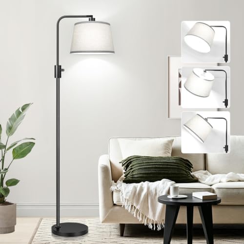 【Upgraded】 Dimmable Floor Lamp, 1000 Lumens LED Edison Bulb Included, Arc Floor Lamps for Living Room Modern Standing Lamp with Gray Shade, Tall Lamps for Living Room Bedroom Office Dining Room