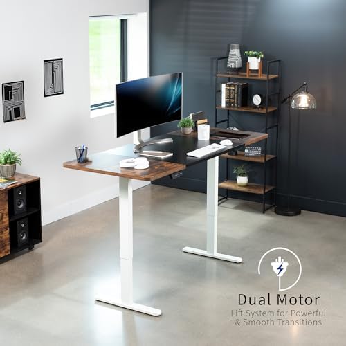 VIVO Black/Vintage Brown 71 x 30 in Standing Desk, DESK-KIT-E2W7BN