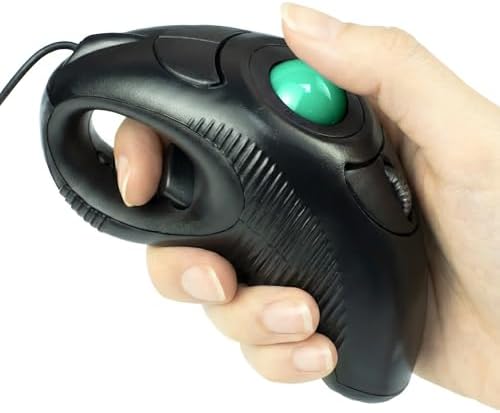 YUMQUA USB Wired Finger Mouse, Handheld Trackball Mouse with Roller Ball