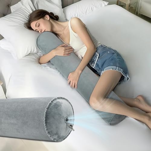 ONTYZZ Inflatable Body Pillow Long Pillow for Bed Oval Bolster Pillow