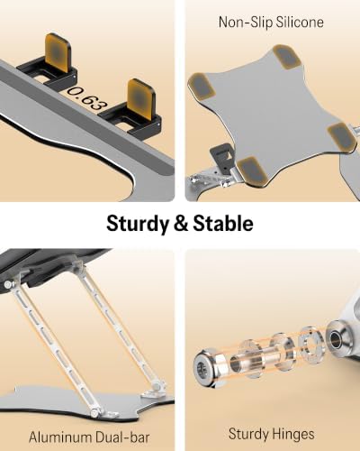 OMOTON Portable Laptop Stand, Ultra-Slim Height Adjustable Laptop Riser