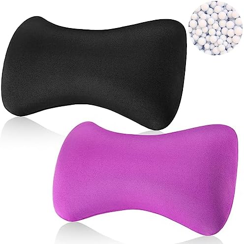 Thyle 2 Pcs Bead Neck Pillow 15 x 8 Inch Bone Shape Pillow, Black, Violet