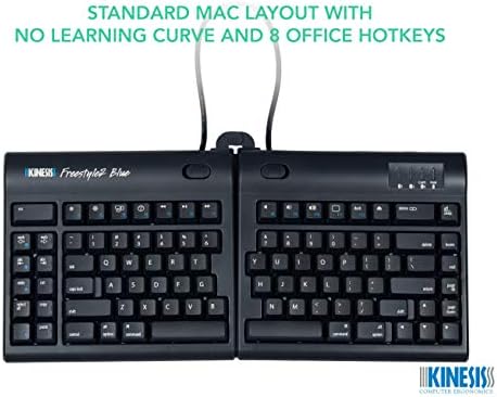 KINESIS Freestyle2 Blue Wireless Ergonomic Keyboard for Mac (9" Standard Separation), Dark Gray