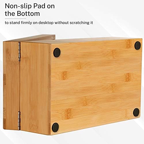 MaxGear Bamboo Business Card Organizer for 3" x 5" Cards