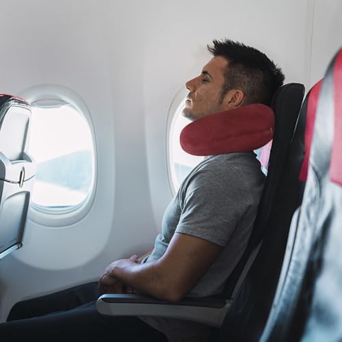 Travel Neck Pillow Memory Foam Neck Pillows for Travel, Dark Red