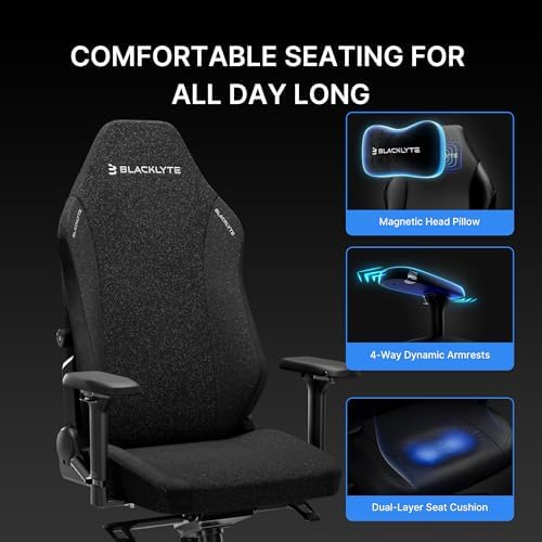Blacklyte Athena Pro Gaming Chair, Black Fabric