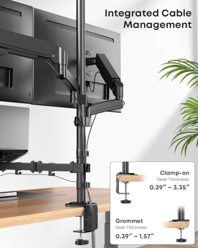 Dual Monitor and Laptop Desk Mount fits 17-32 Inch with Gas Spring