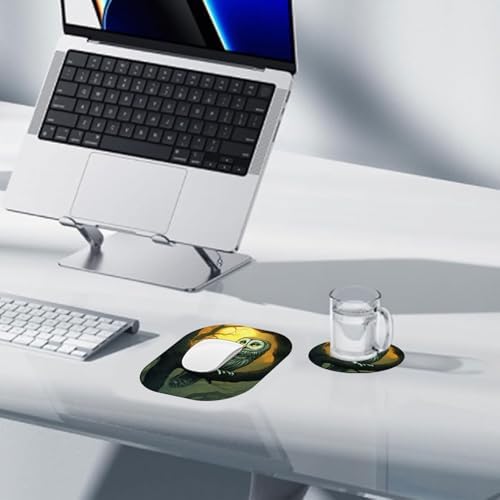 Small Mouse Pad，Mini Mouse Pad 6 x 7 Inch，for Laptop Keyboard Tray Wireless Mouse Home Office Travel，with Non-Slip Rubber Base, Waterproof Mouse Mat，Owl on Tree Branch