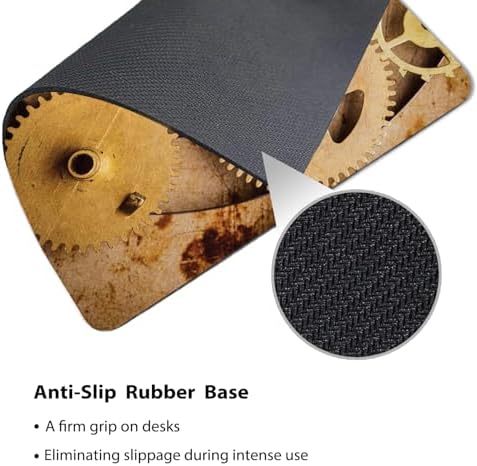 9.5x7.9 Inch Office/Gaming Mouse Pad, Vintage Brass Steampunk Gears Industrial Mechanism Rustic Clockwork, Cute Anti-Slip Mat for Desk Decor