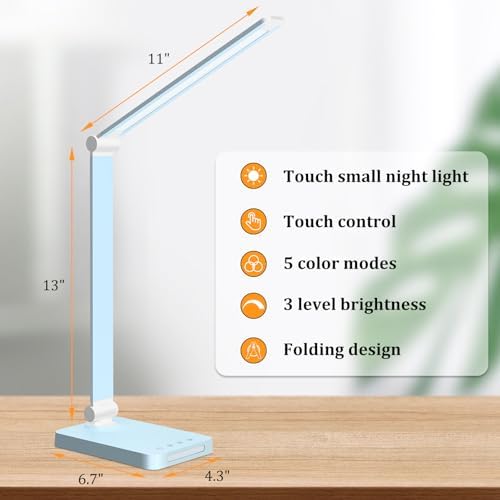 LED Desk Lamp with USB Ports,Touch Desk Lamps for Home Office with 5 Modes