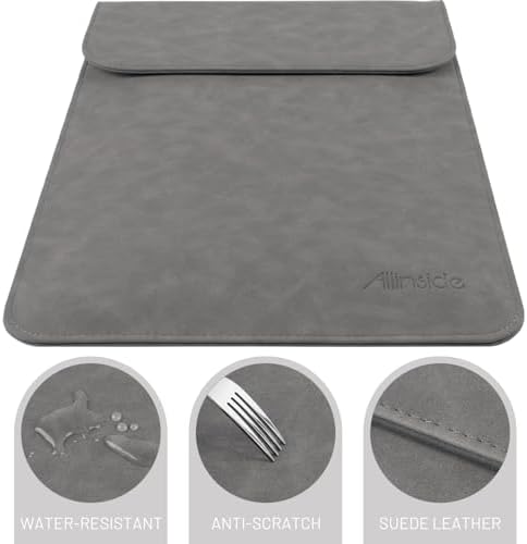 Allinside 13 inch Laptop Sleeve Case for MacBook Neo A18 Pro/MacBook Air 13 2018-2026/MacBook Pro 13 2016-2022, Waterproof PU Suede Leather Laptop Sleeve Bag Protective Vertical Case Cover, Gray