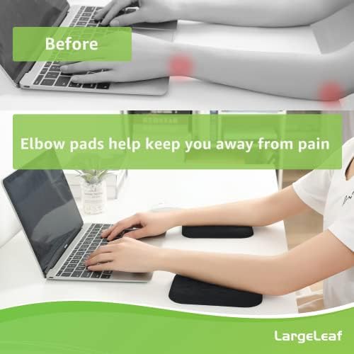 LargeLeaf Ergonomic Wrist & Elbow Rest Pad for Desk with Memory Foam & Non-Slip Base, Relieve Elbow Pain Armrest Wrist Support (6.3 * 4.3 inch, Black, 1pcs)