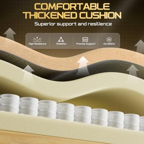 Ferghana Ergonomic Velvet Fabric Gaming Chair with Embroidery Fire, Massage Lumbar Support & Retractable Footrest, Reclining Racing Computer Office Desk Chair for Adults, Beige