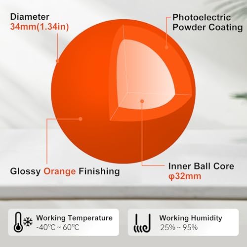 SANWA Trackball 34mm/1.34in, Replacement Ball for Logitech m575, m570, MX Ergo, Perixx, Kensington, Elecom, and Other Compatible Trackball Mouse, Glossy Orange