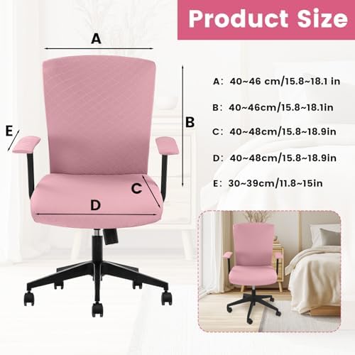 Office Chair Covers Set, Stretch Seat Covers for Chairs Cushion, Computer Chair Cover with Armrest Covers, Gaming Chair Cover Accessories Slipcovers Pads Office Cushion Backrest(Pink)