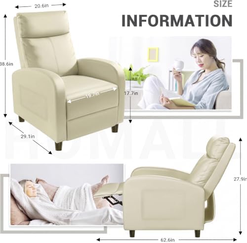Homall Recliner Chair, Recliner Sofa PU Leather for Adults, Beige Recliners