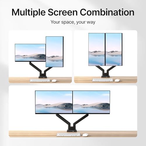 monTEK Dual Monitor Mount with USB Monitor Arms for 17 to 35 Inch Screen